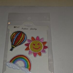 ONE Fashion 3pcs Patch Set  Hot Air Balloon Sun Rainbow NWT